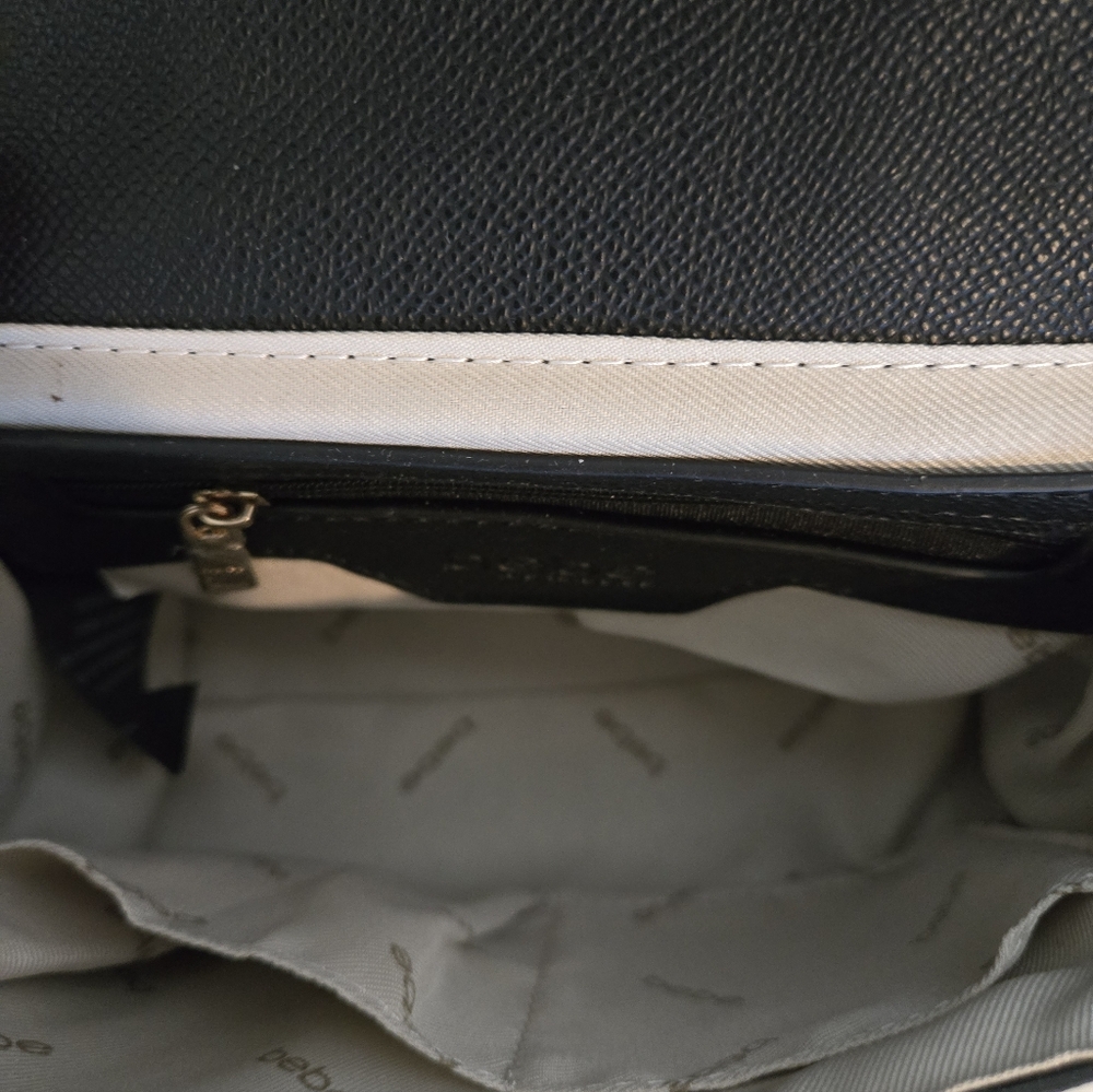 Bebe Amabella satchel in black with gold B logo New. Retail Is Is $99 - Picture 5 of 7